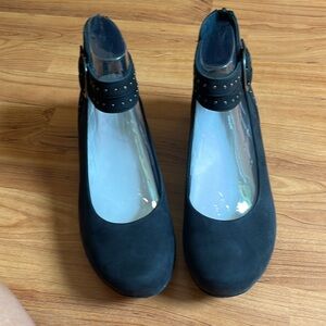 Lois Nubuck Black Ankle Strap Shoe